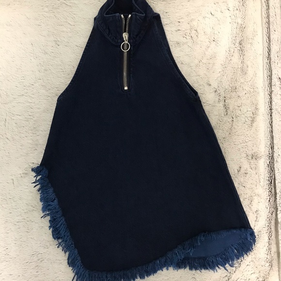 Marques Almeida frayed denim tank top with zip - Picture 5 of 14